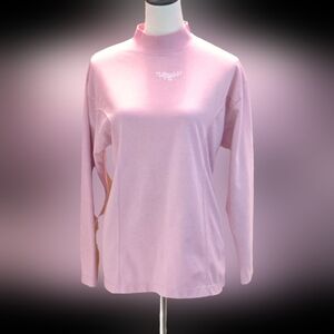 Middlebrook Park Mock Neck Floral Embroidery Long Sleeve Pink Top Women size M